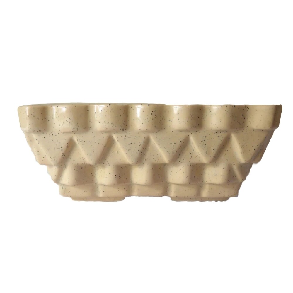 UPCO Planter USA 100-6 Pottery Tan Speckled Geometric Rectangular 6.25" Vtg